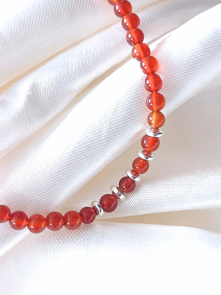 Pulsera en piedra Ágata Cornalina - Plateado