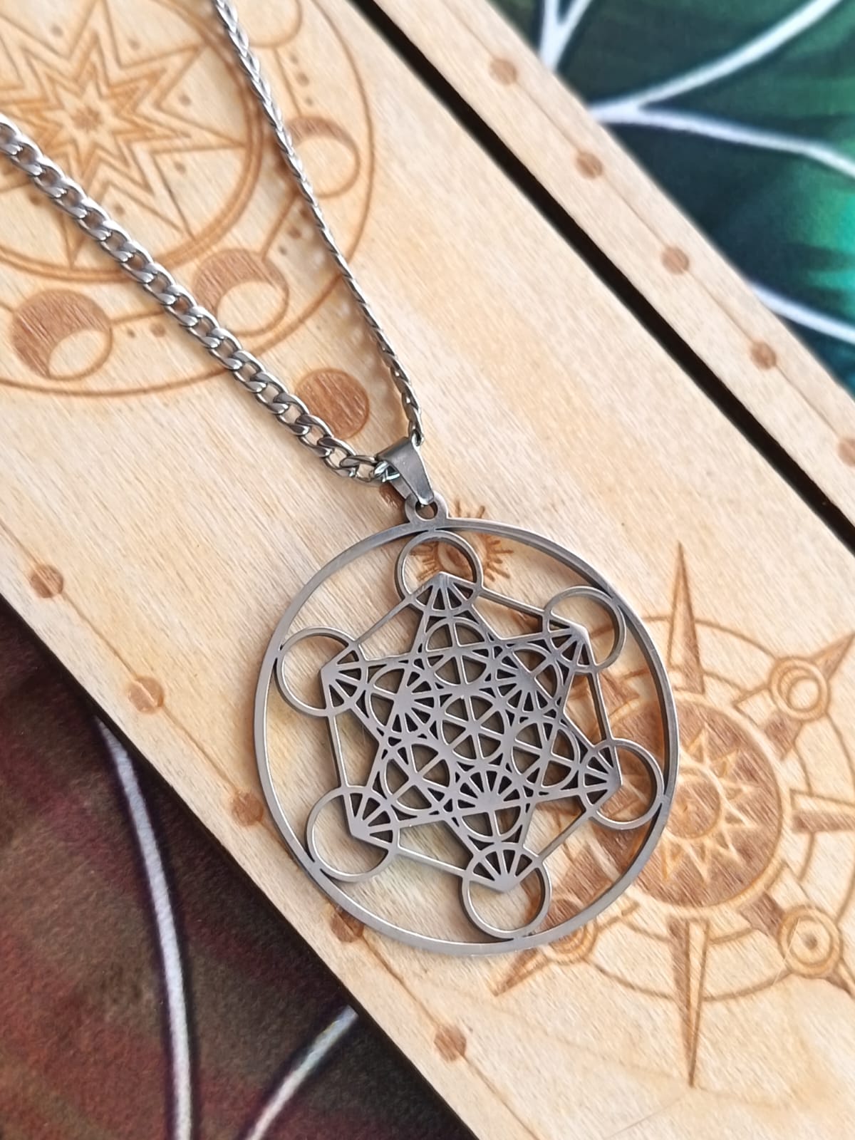 Collar cubo de Metratron - Acero plateado