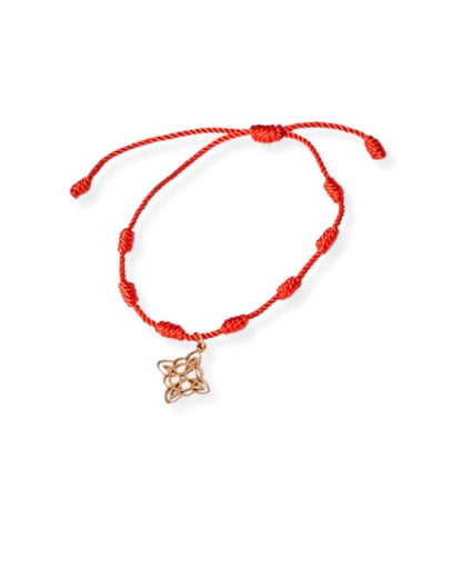 Pulsera 7 nudos con dije Nudo de Bruja - Dije dorado acero quirúrgico