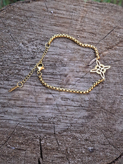 Pulsera Nudo De Bruja Celta Dorada Acero