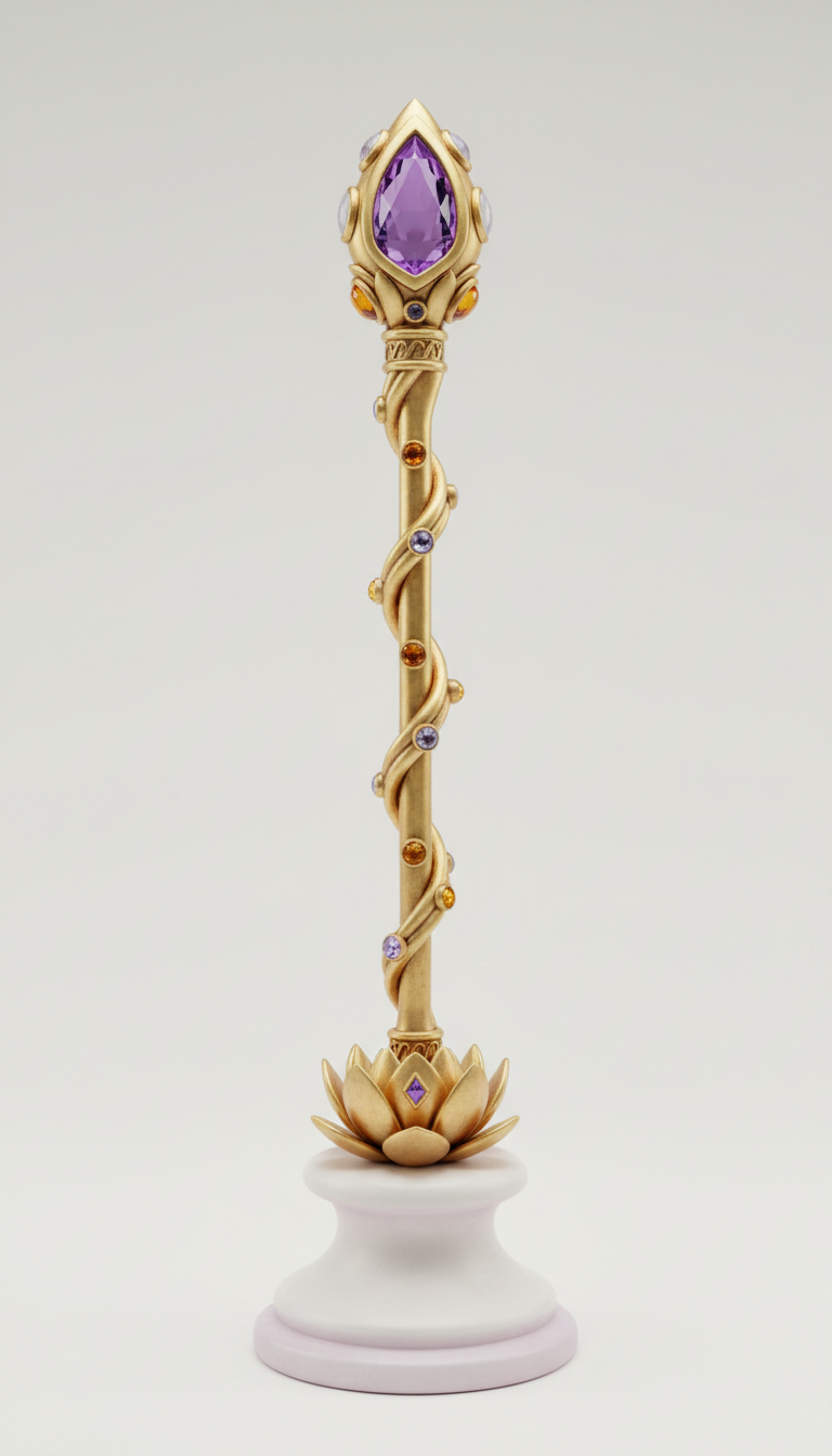 Vara ritual artesanal dorada altar