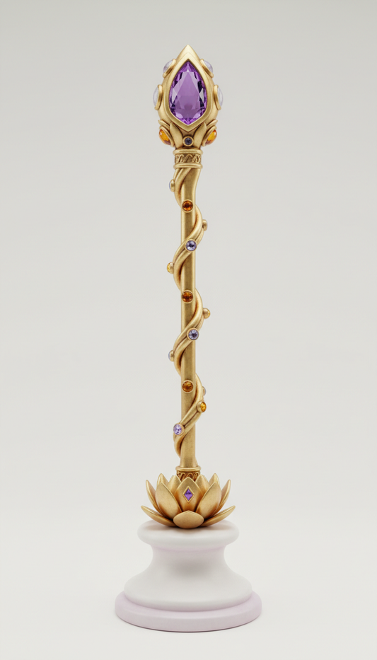 Vara ritual artesanal dorada altar