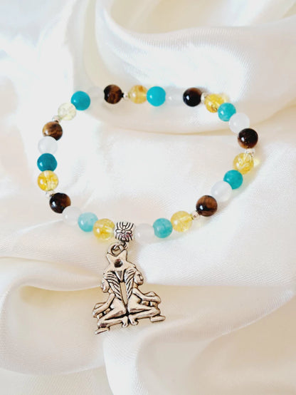 Pulsera Amuleto Géminis con dije grande