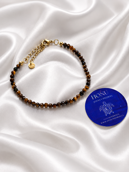 Pulsera de piedra ojo de tigre facetado