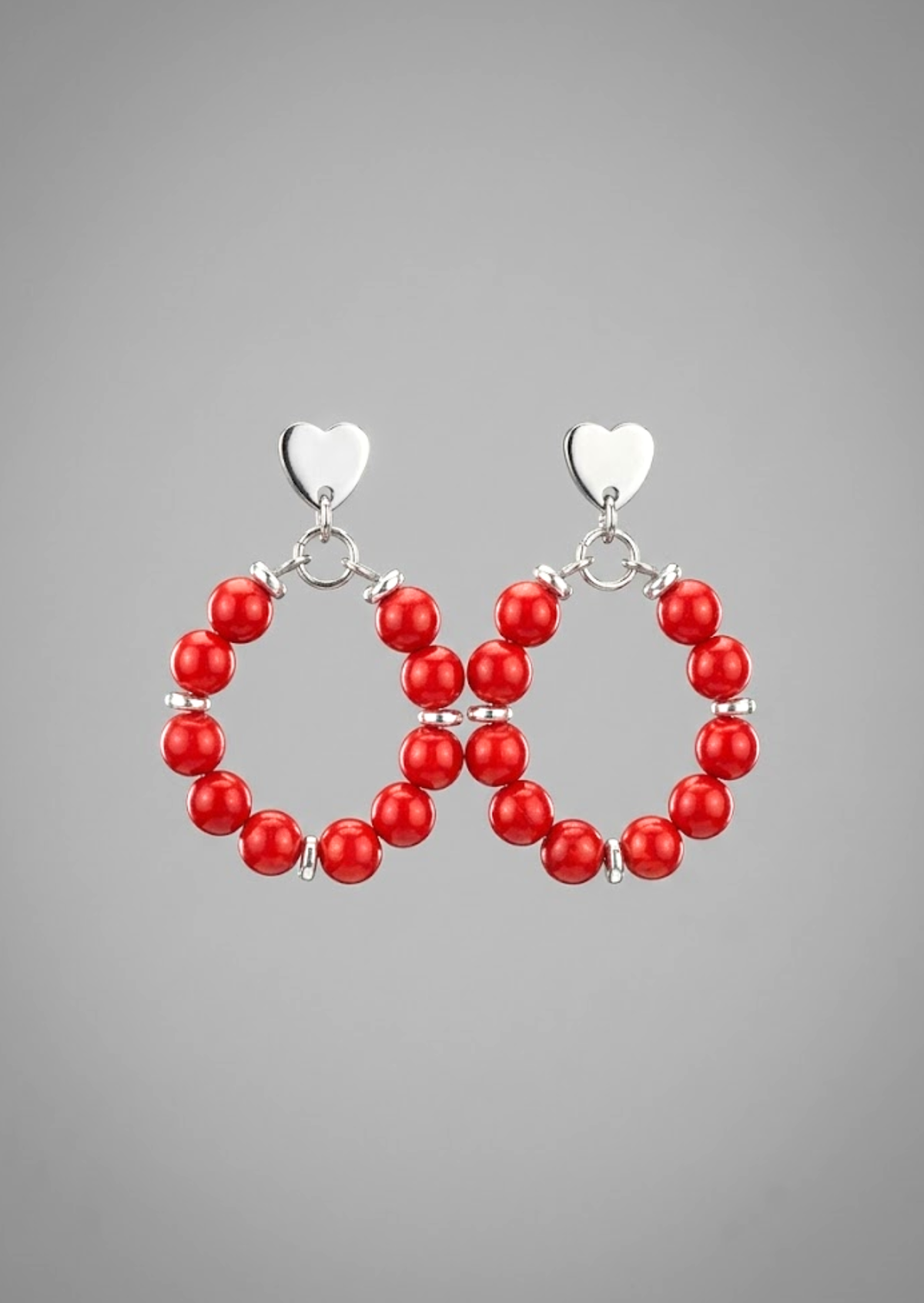 Aros piedra Coral rojo - Amor y vitalidad