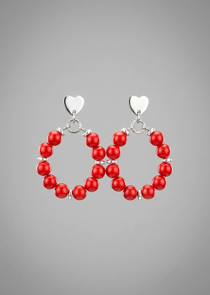 Aros piedra Coral rojo - Amor y vitalidad