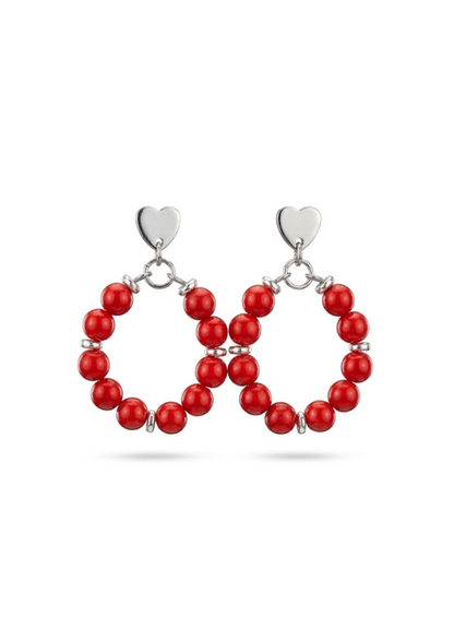 Aros piedra Coral rojo - Amor y vitalidad