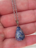 Collar piedra Sodalita- con cadena de acero plateado