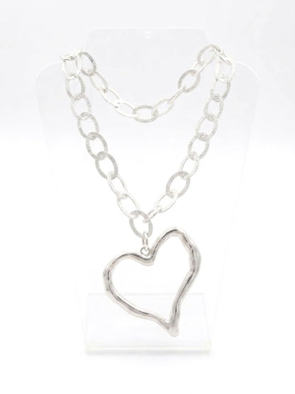 Collar Corazón de Aluminio Plateado
