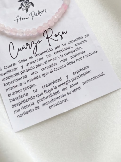 Pulsera en piedra cuarzo rosa