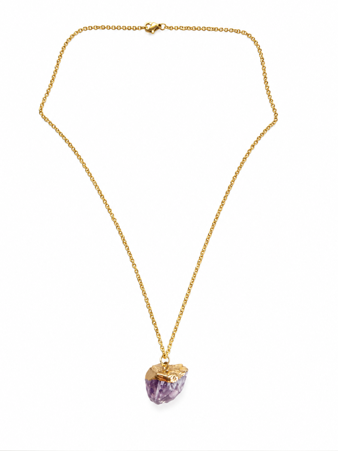 Collar en piedra Amatista con acero dorado