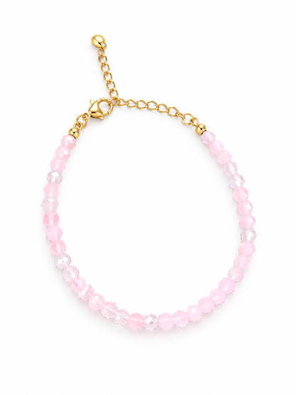 Pulsera en piedra cuarzo rosa