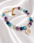 Pulsera Signo Acuario de Piedras Naturales y Acero Dorado