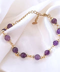 Pulsera de piedra amatista en acero dorado - Delicated