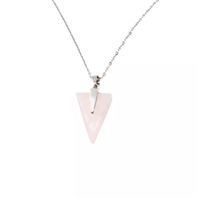 Collar con piedra cuarzo rosa en punta