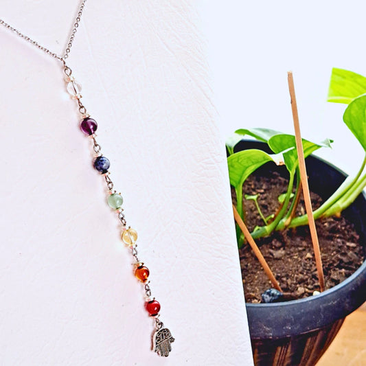 Collar 7 Chakras y dije Mano de Fátima