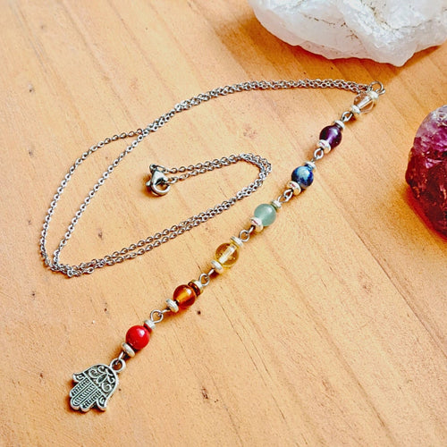Collar 7 Chakras y dije Mano de Fátima