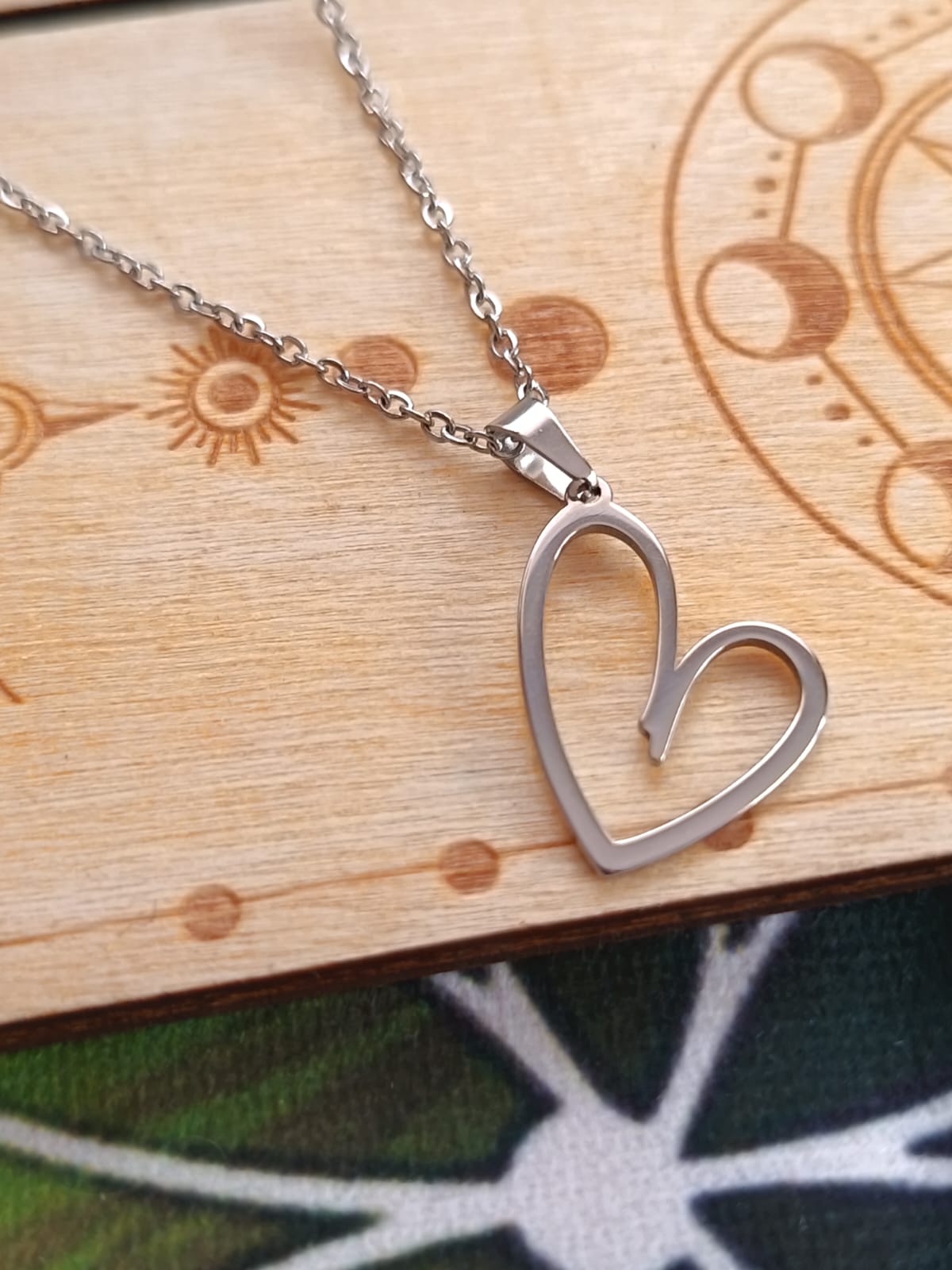 Collar amor con dije corazón - Acero plateado