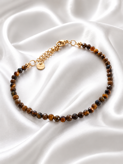 Pulsera de piedra ojo de tigre facetado