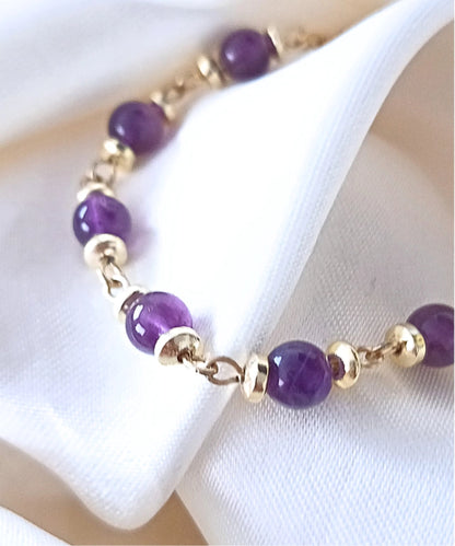 Pulsera de piedra amatista en acero dorado - Delicated