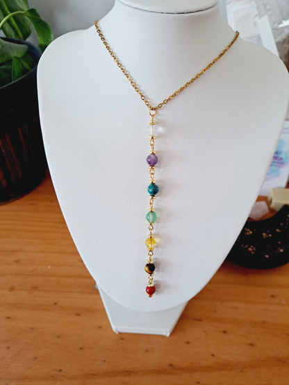 Collar 7 chakras en Acero dorado - Armonía y Equilibrio