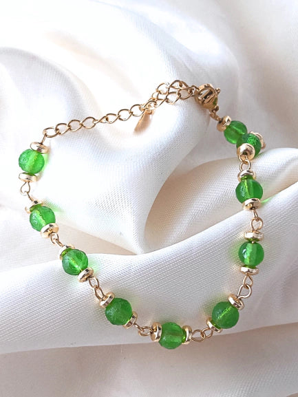 Pulsera de piedra Moldavita / dorado - Delicated