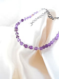 Pulsera en piedra amatista y cierre acero - Plateado