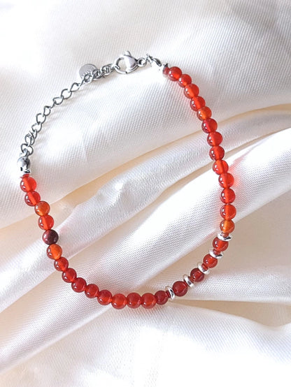 Pulsera en piedra Ágata Cornalina - Plateado