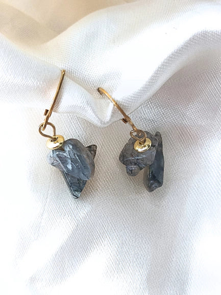 Aros con piedra natural Cuarzo turmalinado