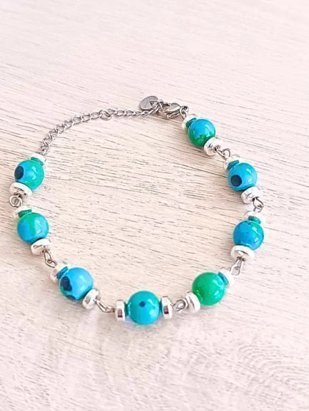 Pulsera de piedra Crisocola: La Piedra de la Expresión Sagrada- Delicated