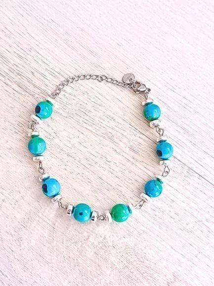 Pulsera de piedra Crisocola: La Piedra de la Expresión Sagrada- Delicated