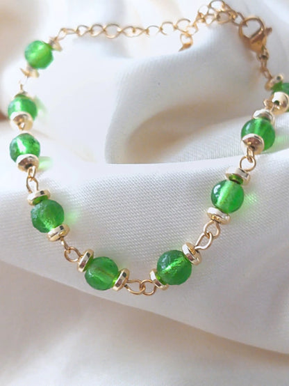 Pulsera de piedra Moldavita / dorado - Delicated