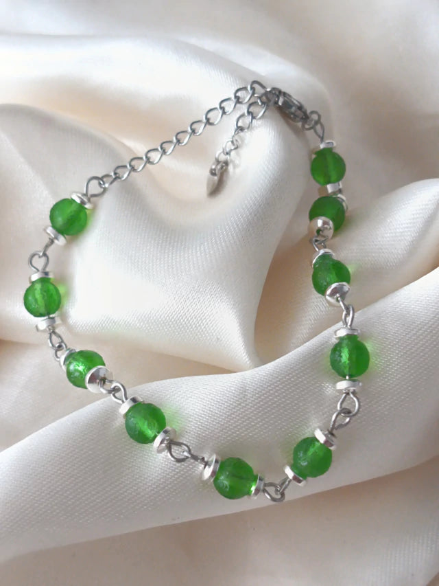 Pulsera de piedra Moldavita - Plateado - Delicated