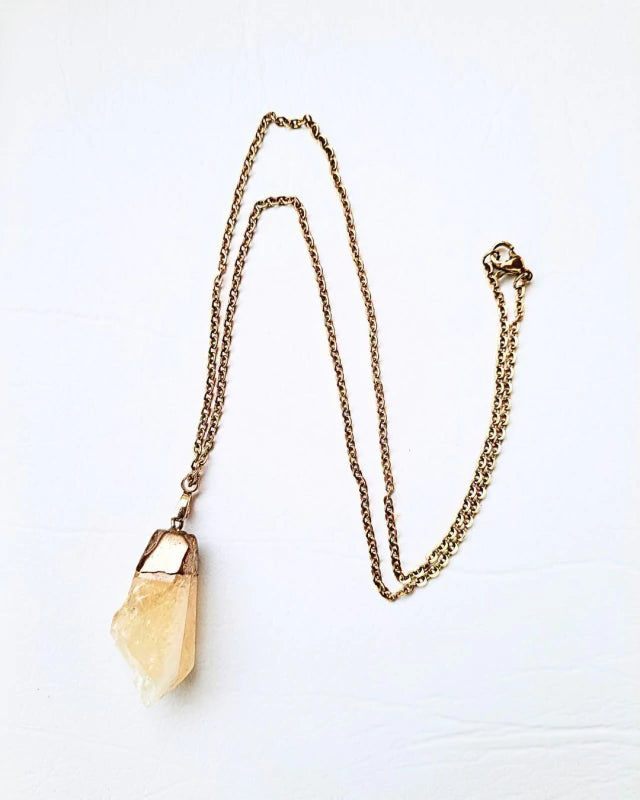 Collar de piedra Citrino - Cadena de Acero