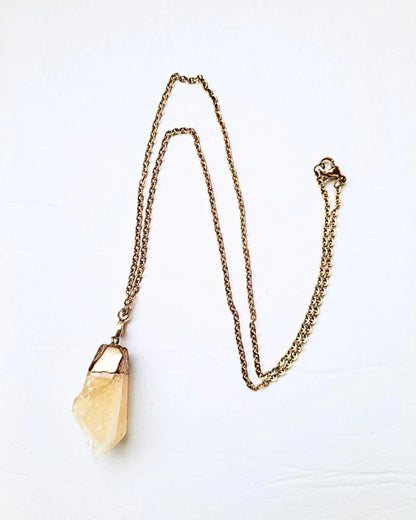 Collar de piedra Citrino - Cadena de Acero
