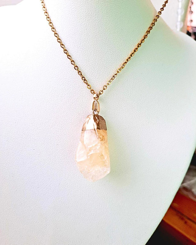 Collar de piedra Citrino - Cadena de Acero