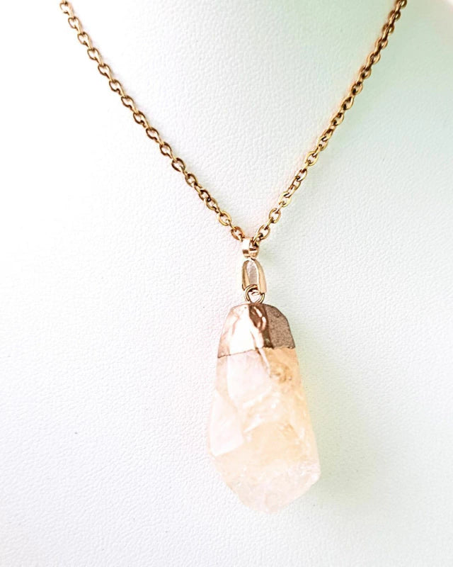 Collar de piedra Citrino - Cadena de Acero