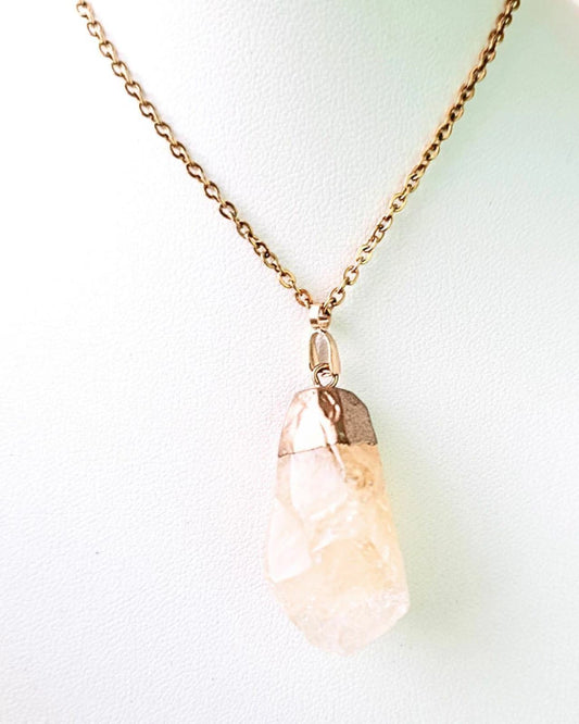 Collar de piedra Citrino - Cadena de Acero