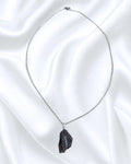 Collar de piedra turmalina negra - con cadena de acero palteado
