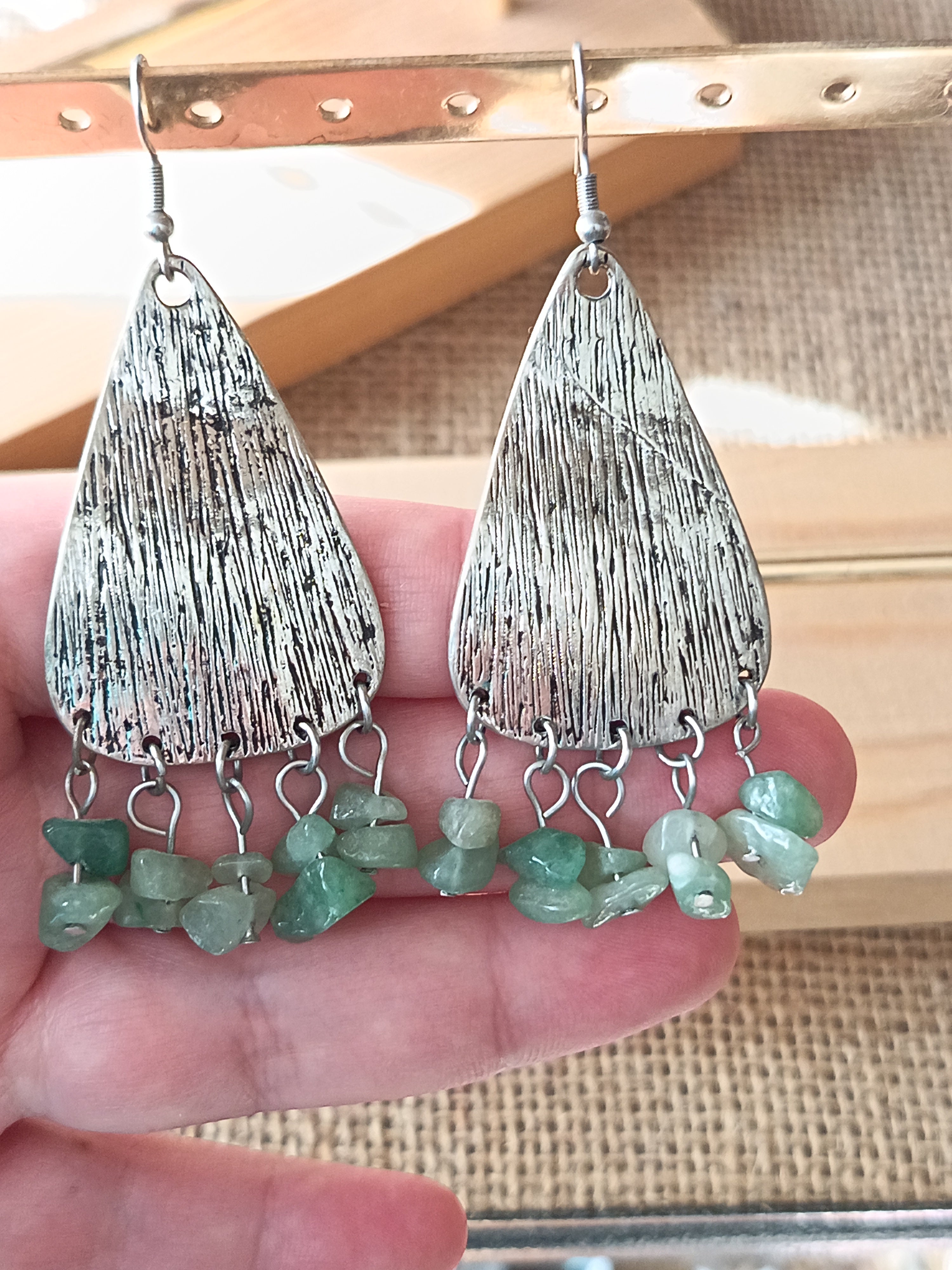 Aros con piedra jade