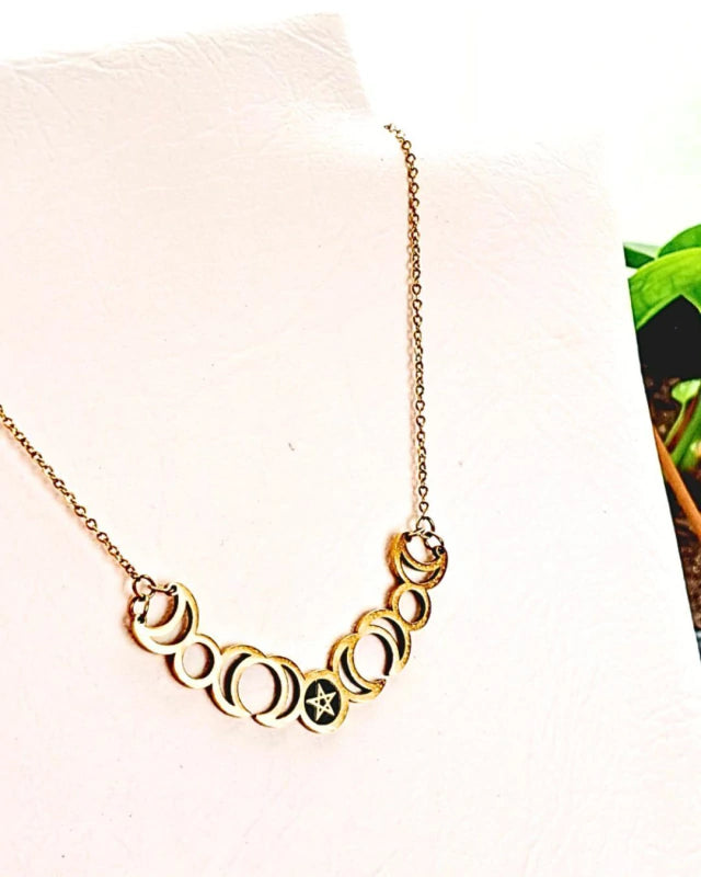 Collar Lunas - Acero Dorado